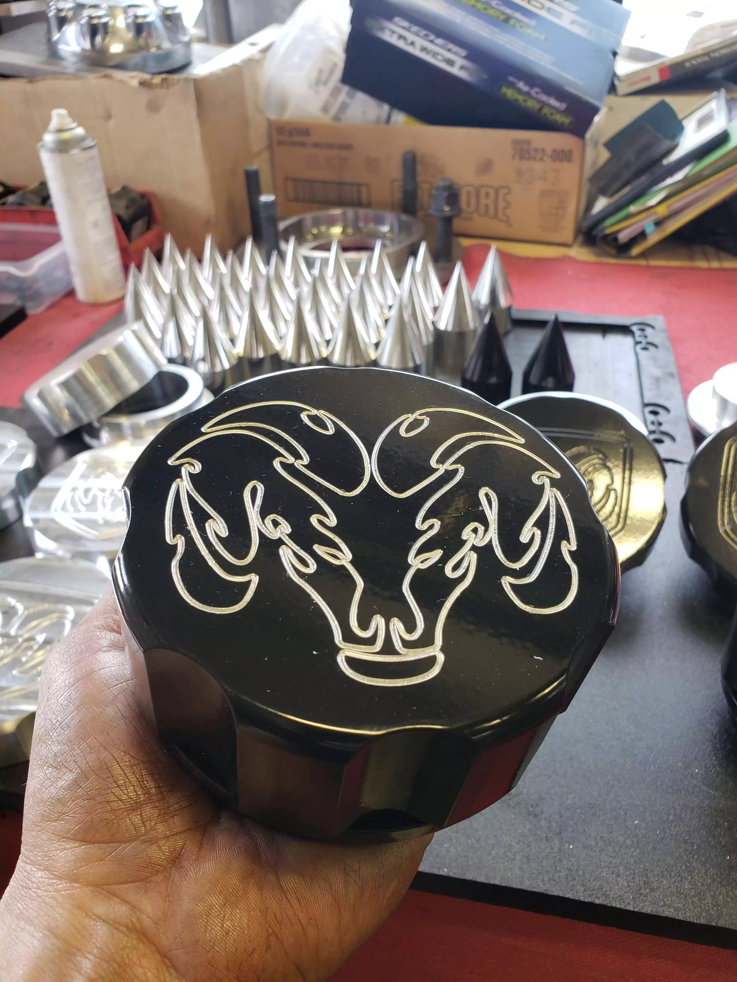Close-up of Front Axle Center Cap for Ram 3500 Pre-2019